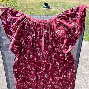 Old Navy Burgundy Floral Blouse